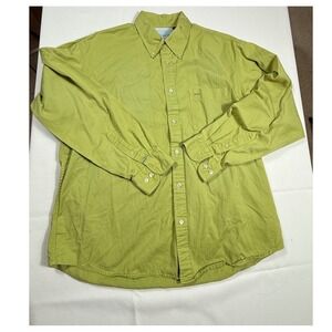 IZOD Saltwater Twill Button Down Shirt Mens Long Sleeve Casual Top Green L